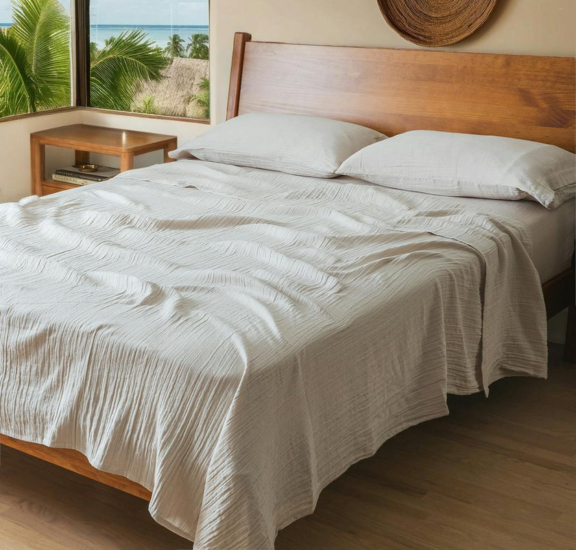 Calm Crinkled Comfort Pillowcase Set – Set of 2 (Morning Fog)