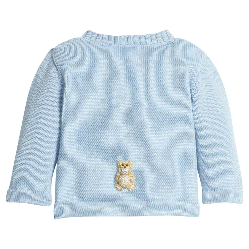 Crochet Cardigan - Blue Teddy Bear