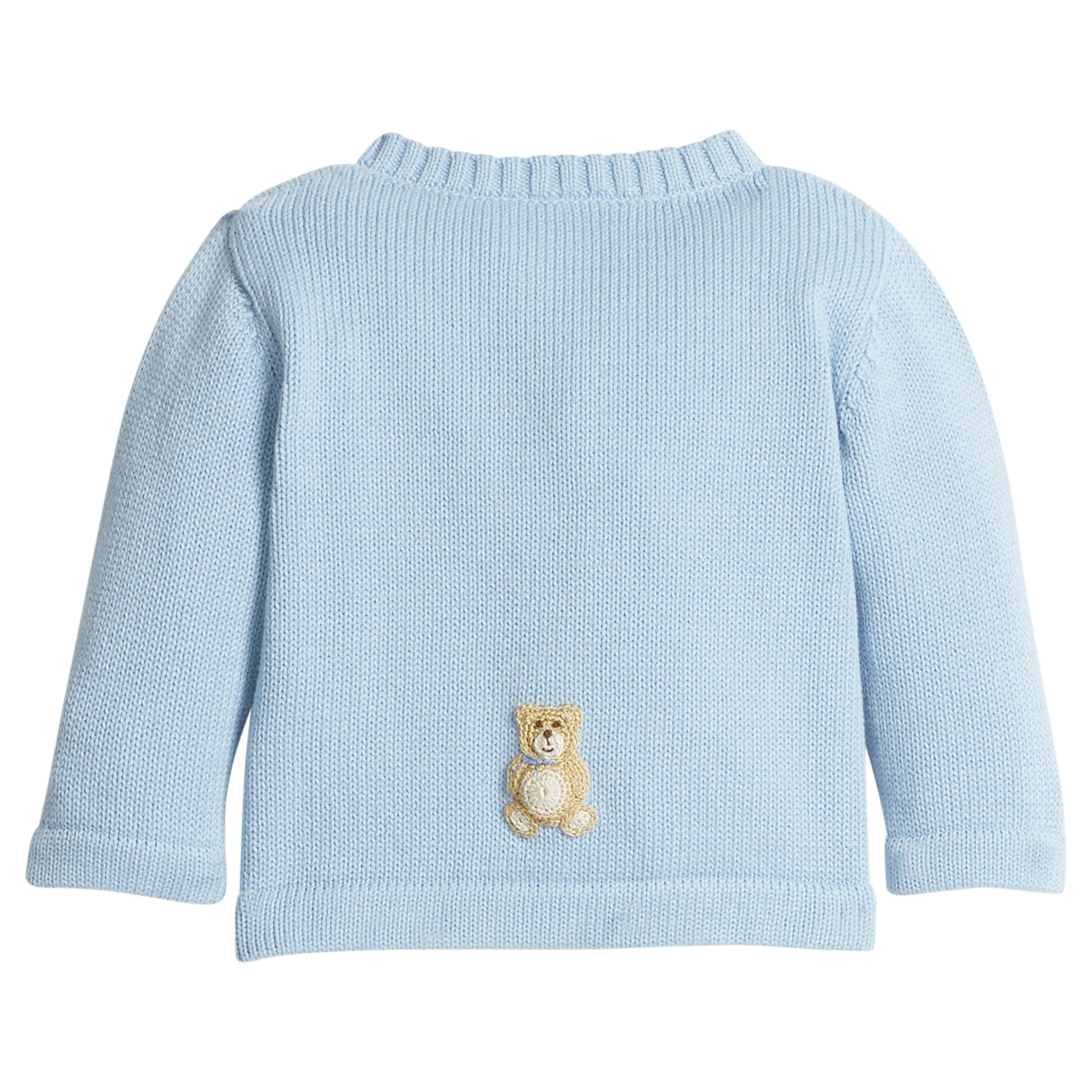 Crochet Cardigan - Blue Teddy Bear