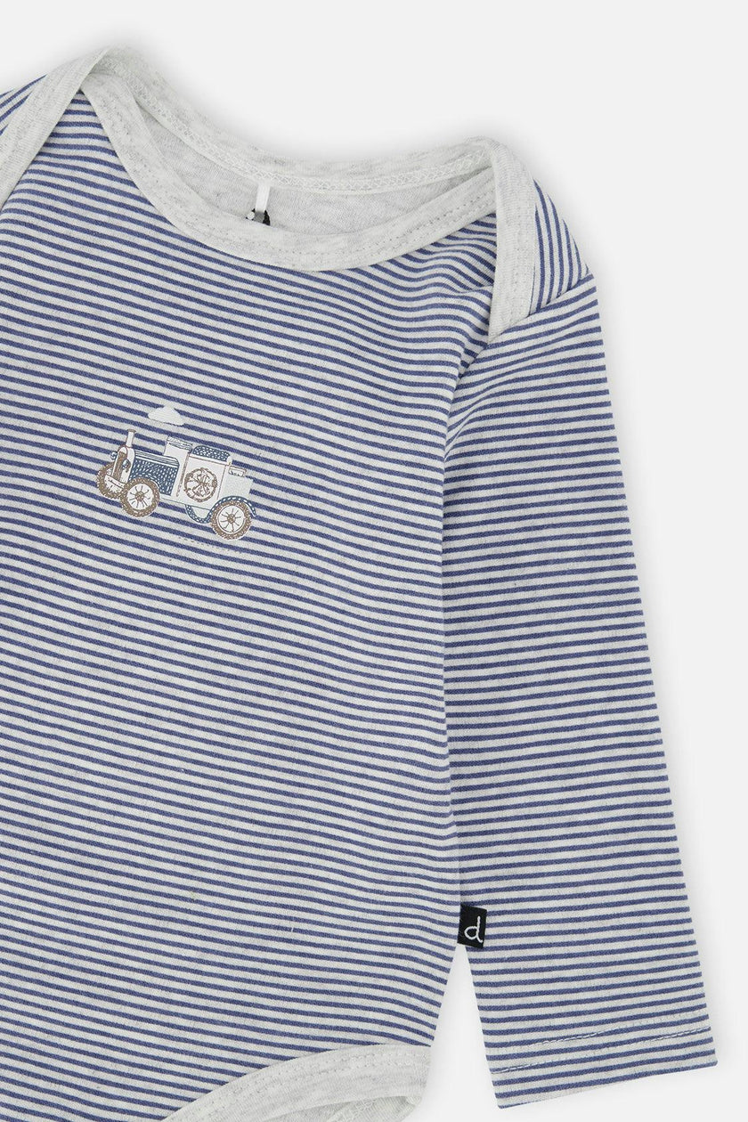 Organic Cotton Onesie Blue Printed Stripes