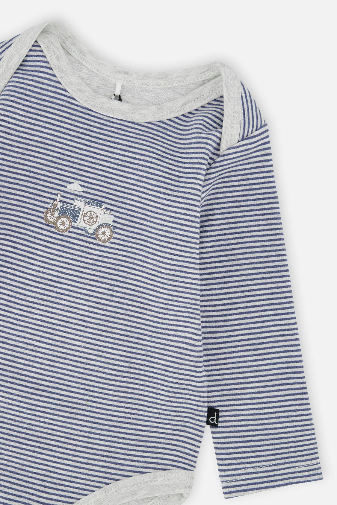 Organic Cotton Onesie Blue Printed Stripes