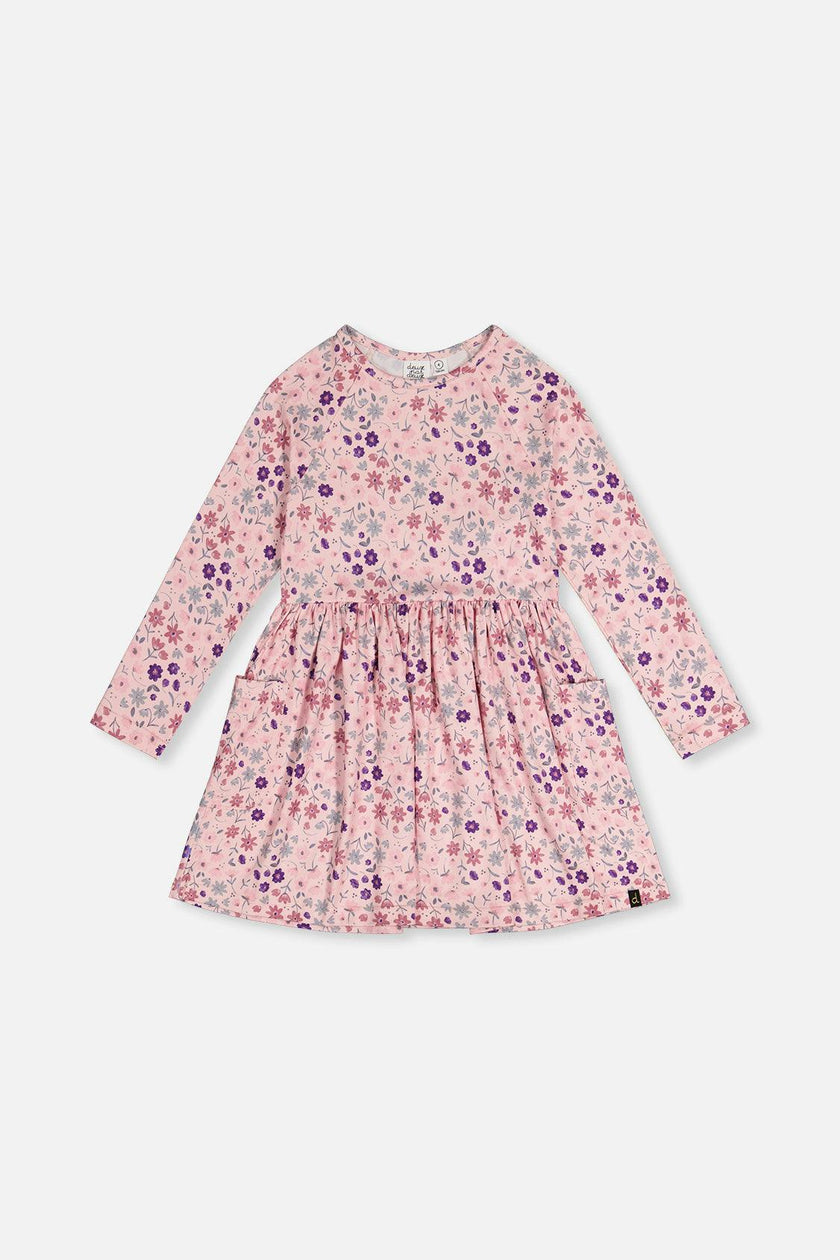Long Sleeve Dress Rose Print Daisies