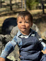 JASPER White/Denim/Red plaid Woven Onesie