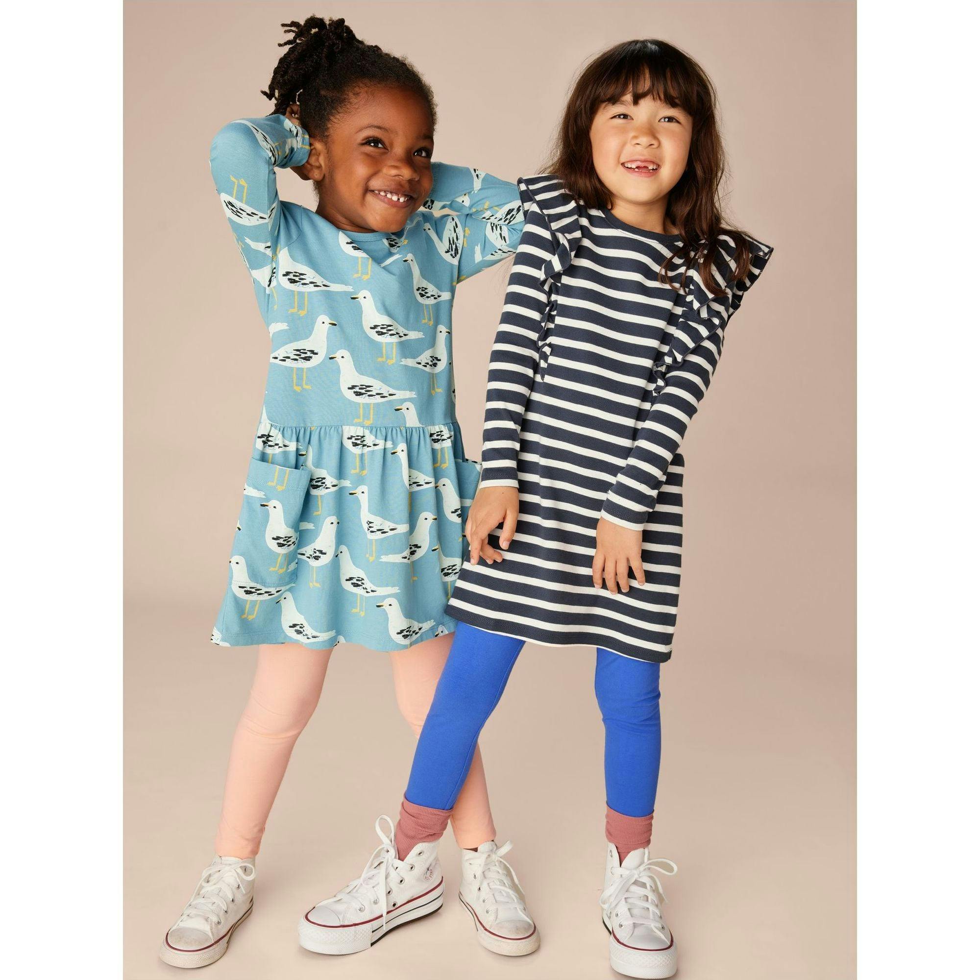 Ruffle Sleeve A-Line Dress, Blue