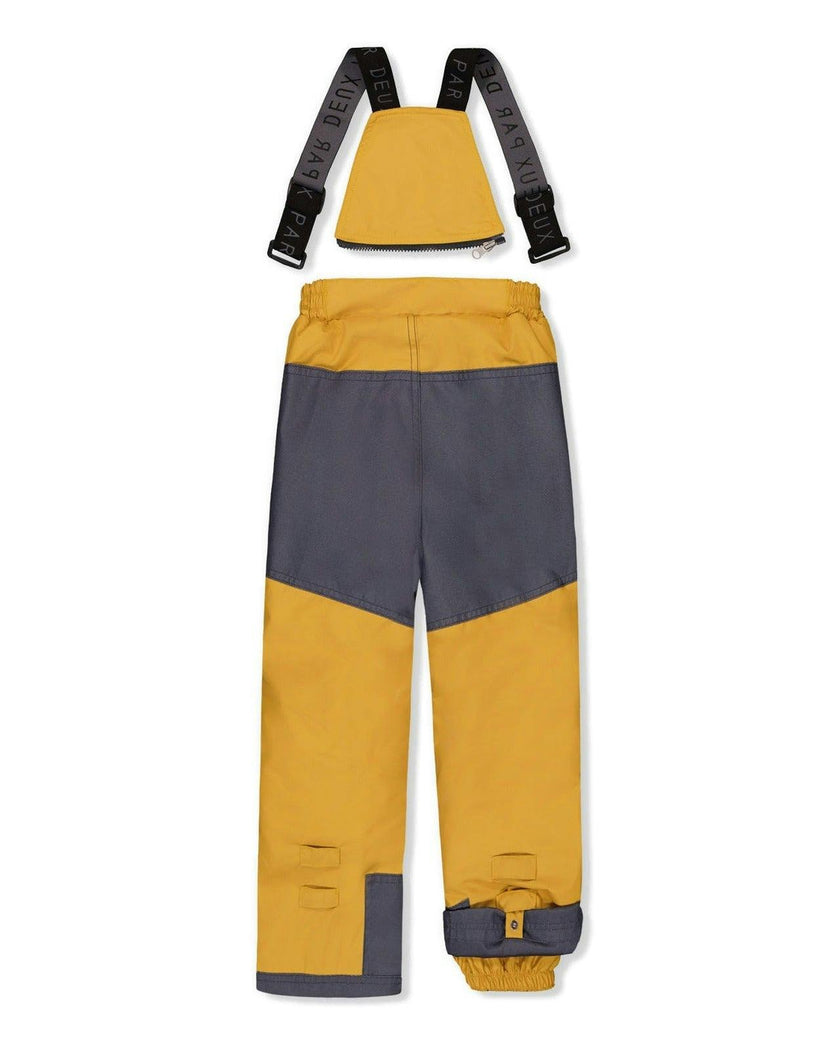 Two Piece Play Snowsuit Grey and Blue Dinosaur Print with Yellow Pants