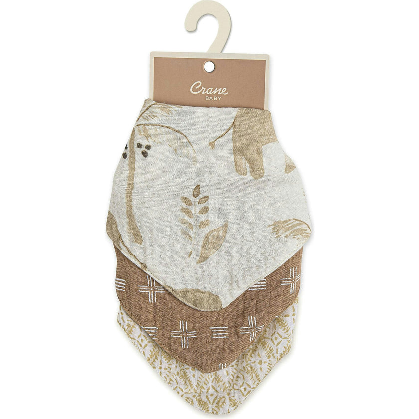 Kendi 3-pc. Muslin Baby Bib Set (Safari Animal)