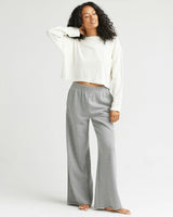 Womens Relaxed Crop Long Sleeve Tee - Pigment Dye Jersey - Bone
