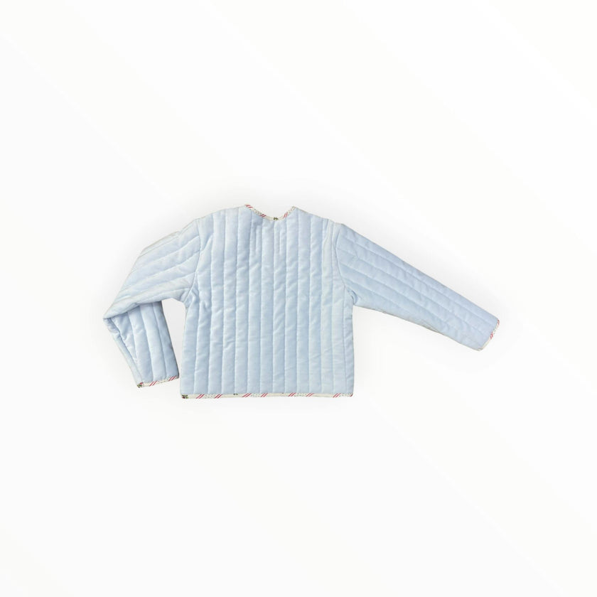 Quilted Velvet Jacket in Frost and Holiday Dot Stripe | Girls Jacket