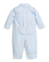 Baby's Twill Classic Romper in Light Blue Gingham