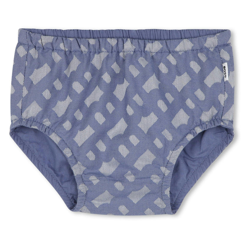 Blue Patterned Dress and Bloomers Set