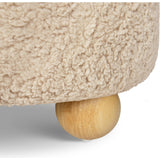 Tuffet Storage Ottoman in Chai Shearling with Honey Ball Feet