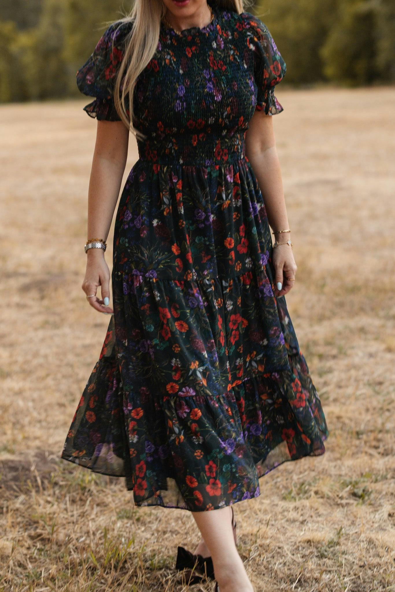 Cordelia Dress in Evergreen Vivid Meadow