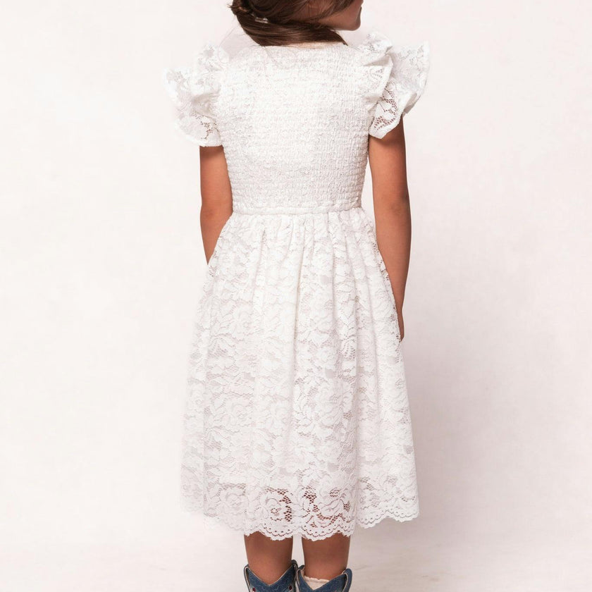 Mini Hattie Dress in White Lace