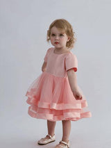 Pink Suttona Satin Bow Dress