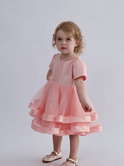 Pink Suttona Satin Bow Dress