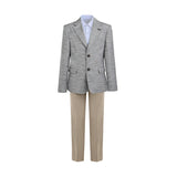 Beige Oscar Textured Blazer Suit Set with Shirt