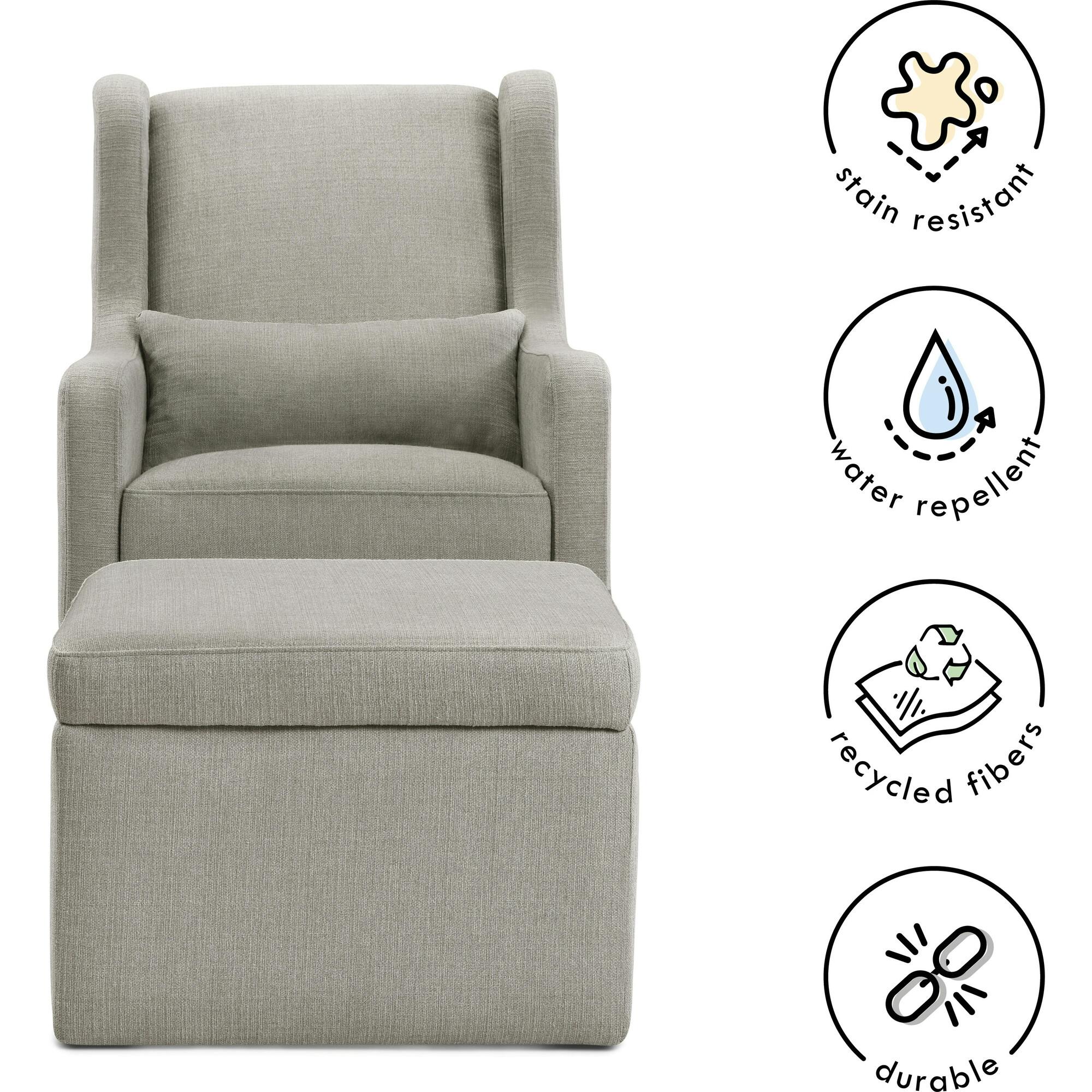 Adrian Swivel Glider with Storage Ottoman