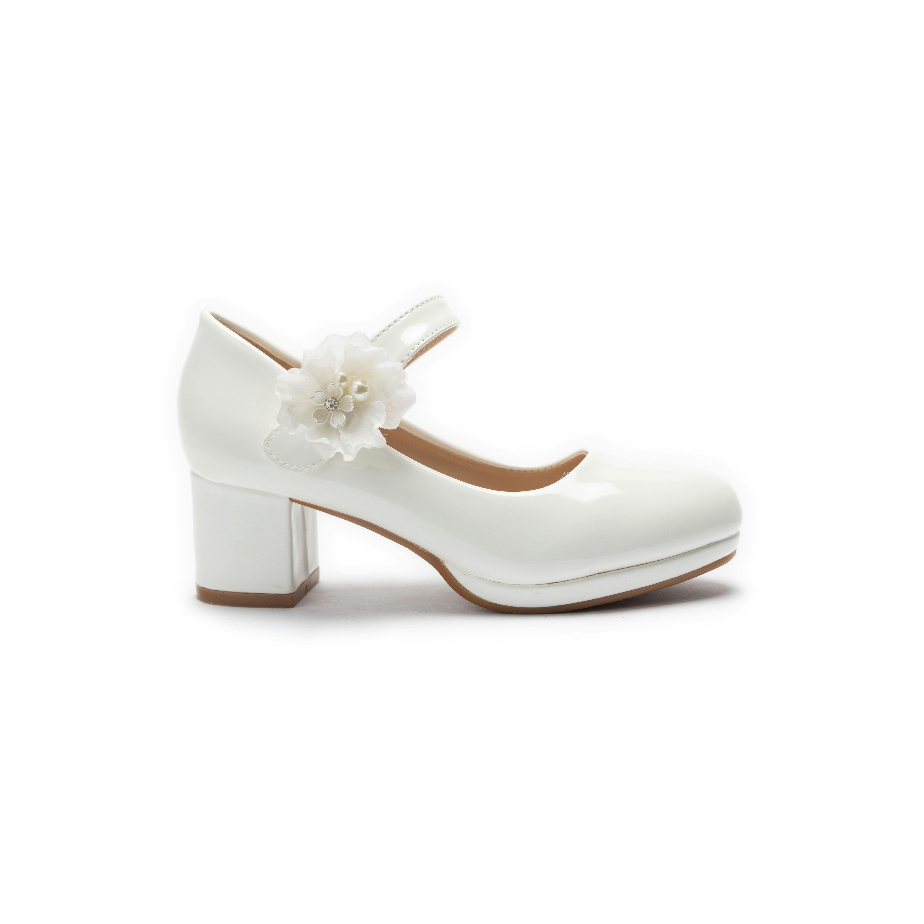 White Evelisse Flower Mary Jane Shoes