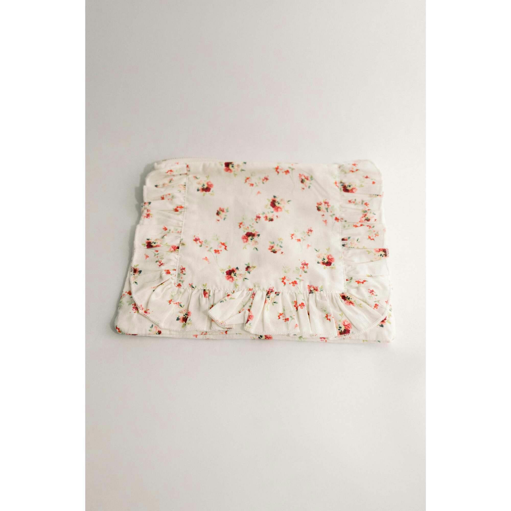 Scarlet Bloom Timeless Floral Ruffle Zipper Pouch