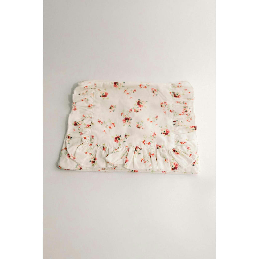 Scarlet Bloom Timeless Floral Ruffle Zipper Pouch
