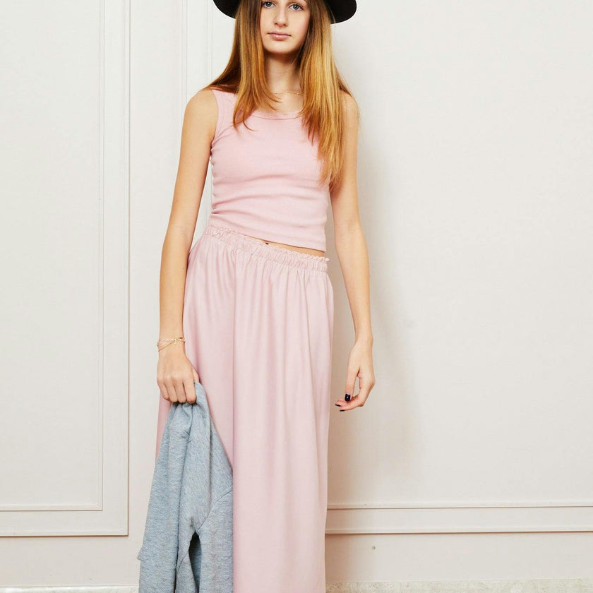 Joey Ballet Pink Satin Maxi