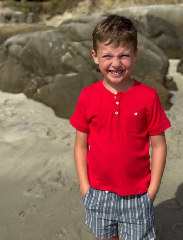 BOARDWALK RED Short Sleeved Henley Tee