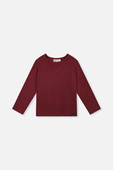 Brushed Rib Crew Neck Top Reddish-Brown