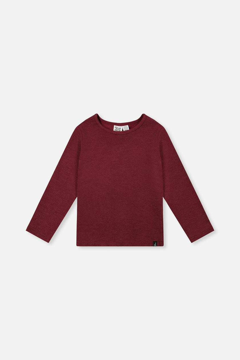 Brushed Rib Crew Neck Top Reddish-Brown