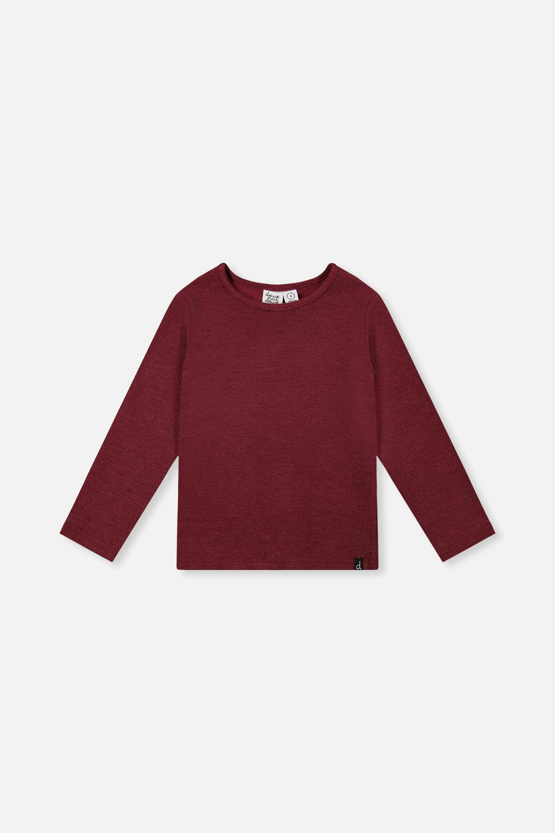 Brushed Rib Crew Neck Top Reddish-Brown