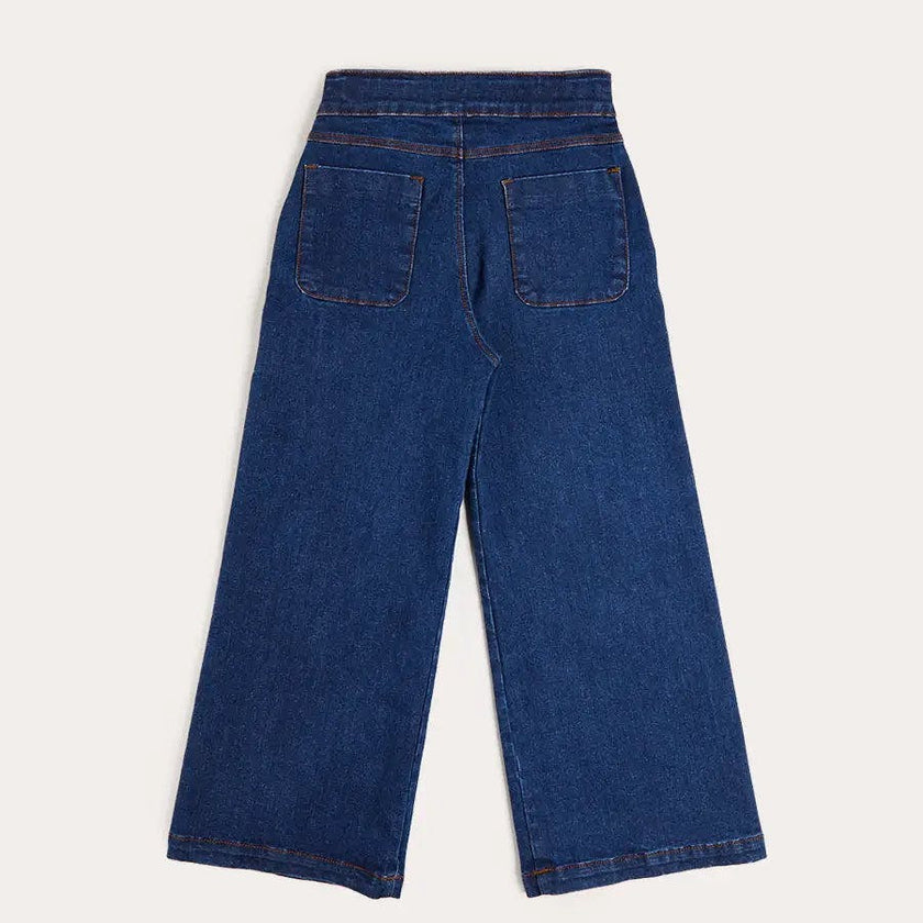 Scallop Detail Wide Leg Jeans in Blue Denim (2-12yrs)