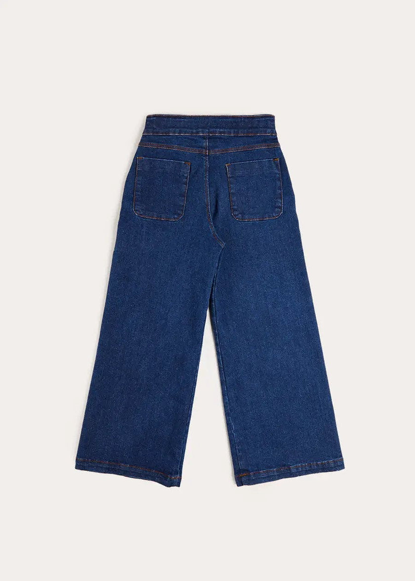 Scallop Detail Wide Leg Jeans in Blue Denim (2-12yrs)