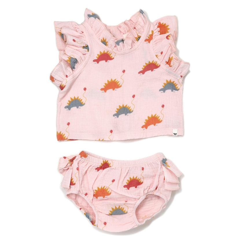 Mini Gold Stars Gauze Lola Top Ruffle Tushie Set