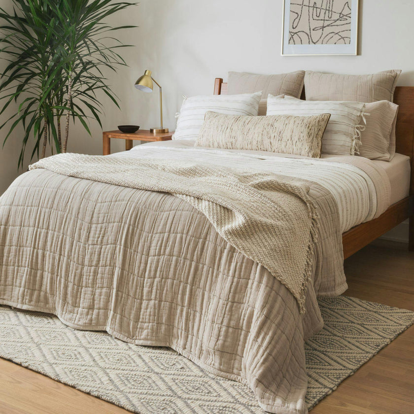 Gray Quilted Euro Sham Set