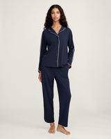 The Margaux Pima Pajama Set in Navy