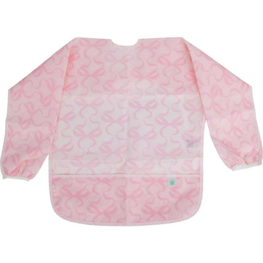 The Cover Everything Bib in Bows on Pink