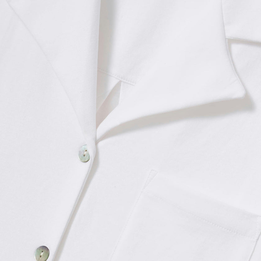 The Olivia Wide Leg Pima Pajama Set in White