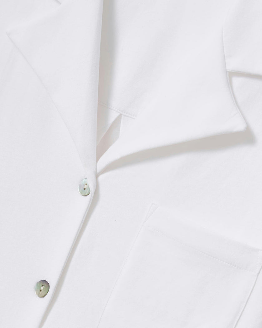 The Olivia Wide Leg Pima Pajama Set in White
