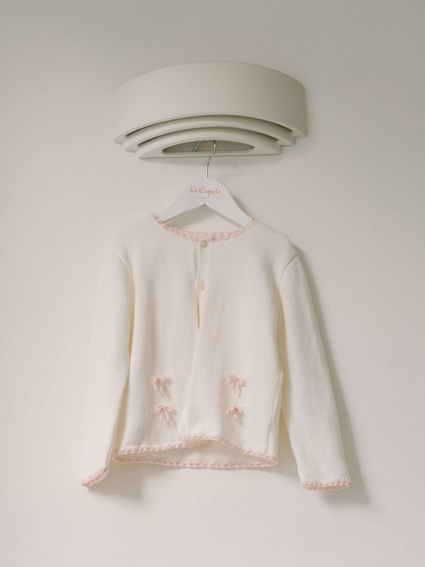 Nicky Hilton x La Coqueta Ivory Farrah Cotton Girl Cardigan