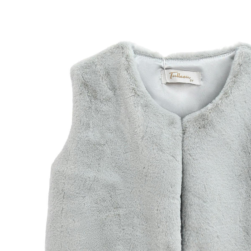 Gray Plush Fur Vest