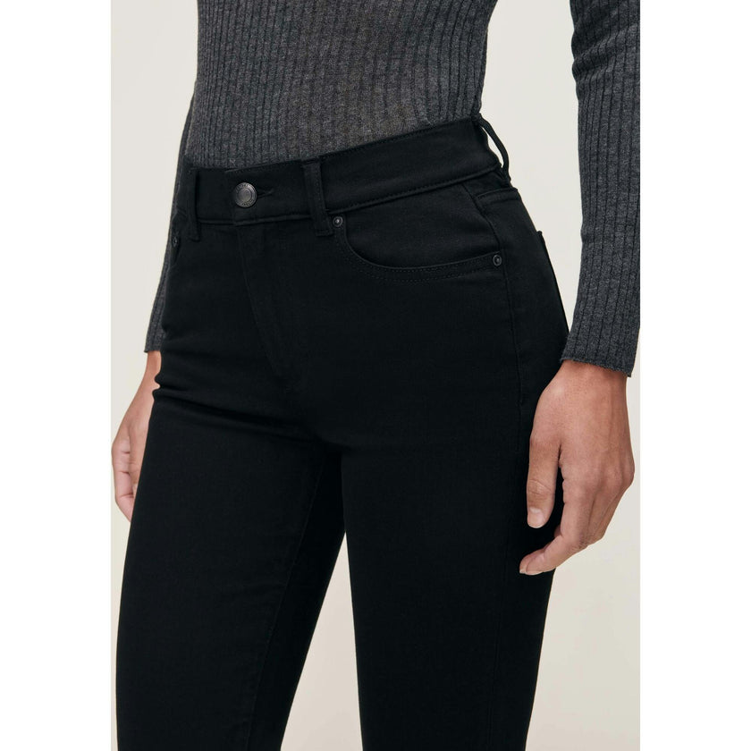 Mara Straight Mid Rise Instasculpt Ankle Jeans  Black