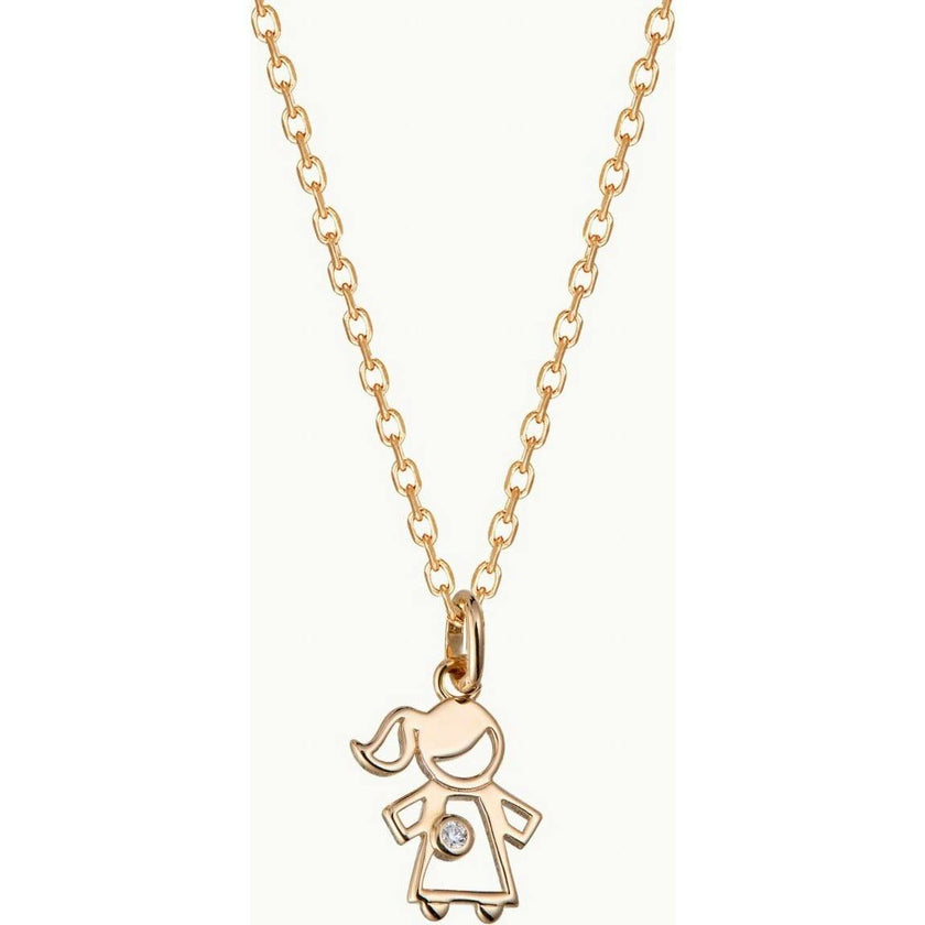 Children'S Mini Crystal Girl Necklace, 14k Gold Plated