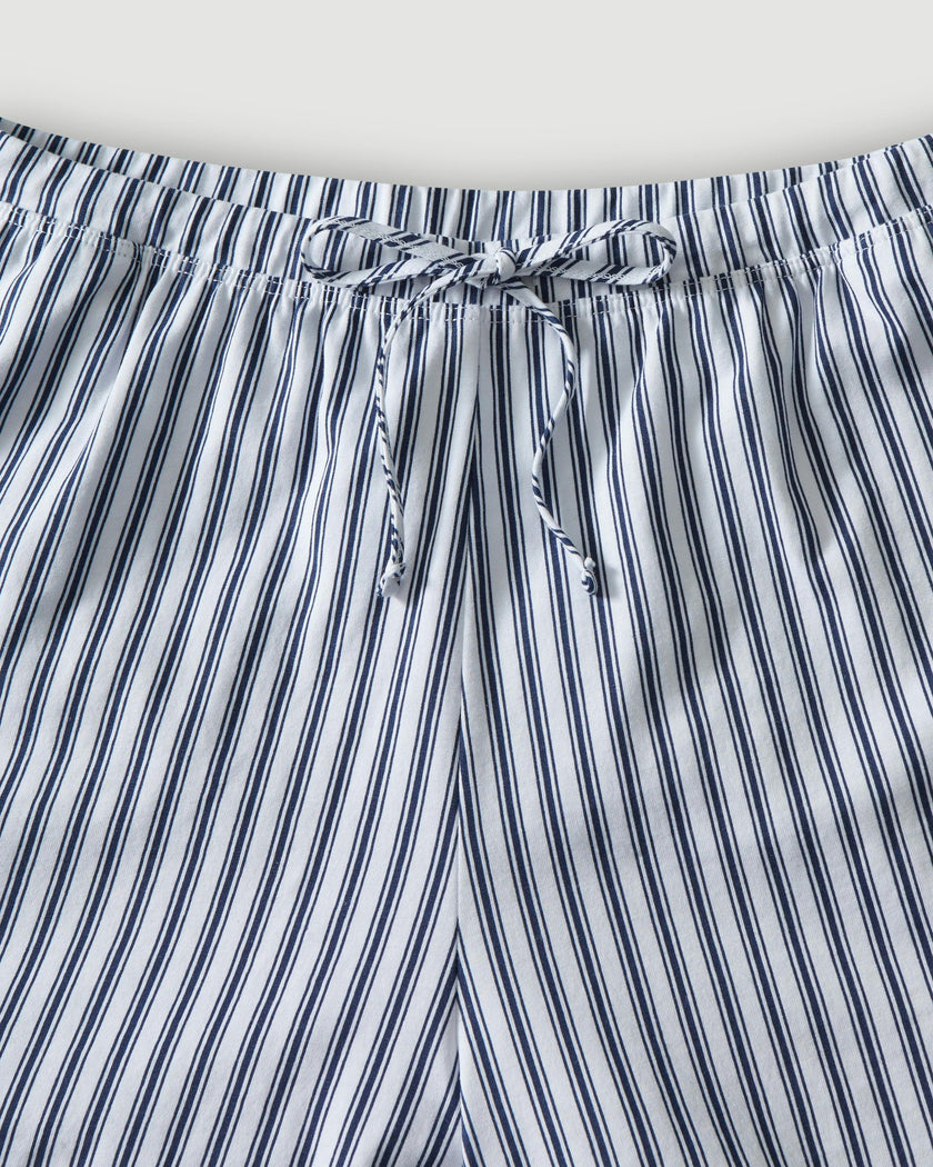 The Olivia Pima Short Set in Navy French Ticking