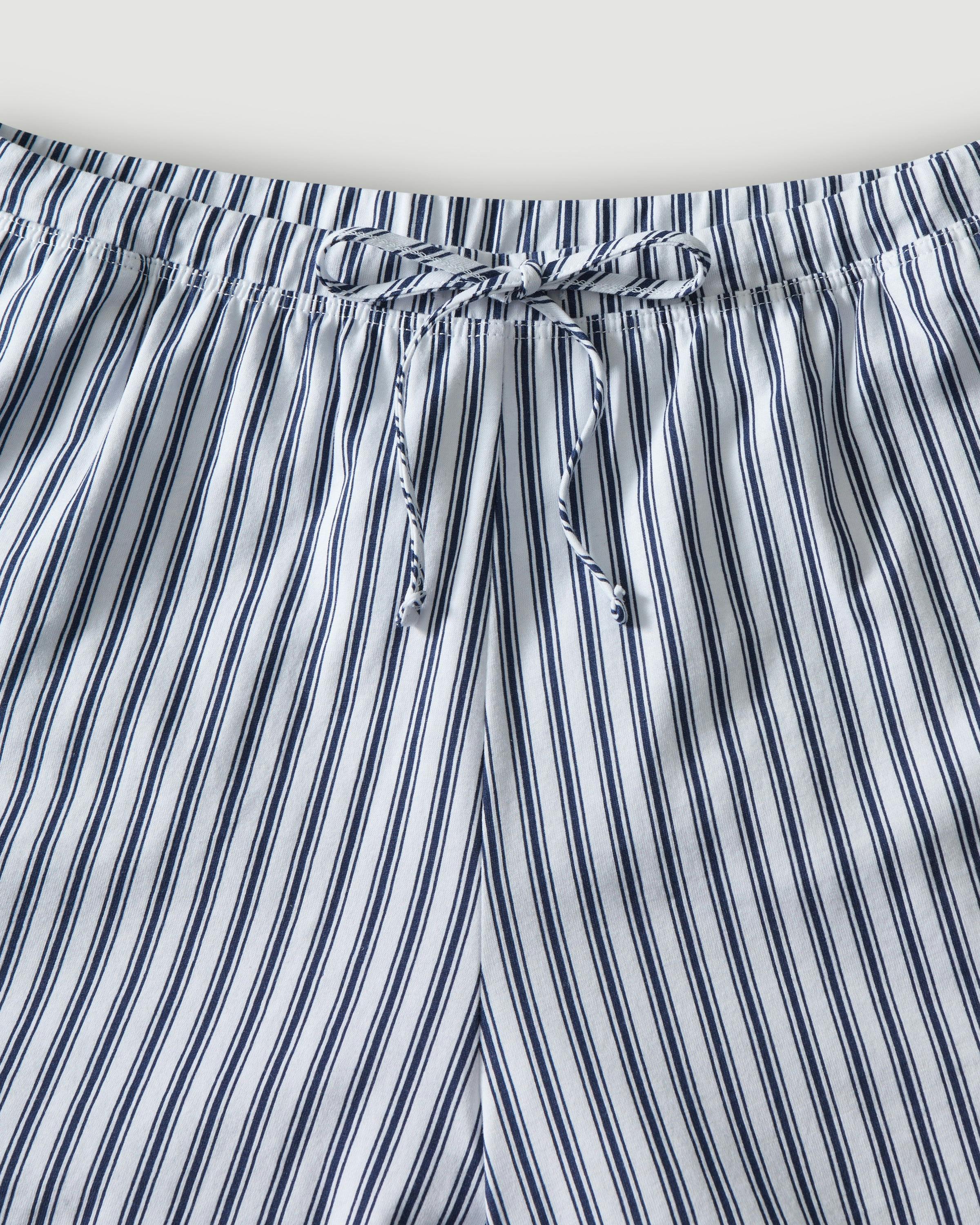 The Olivia Pima Short Set in Navy French Ticking