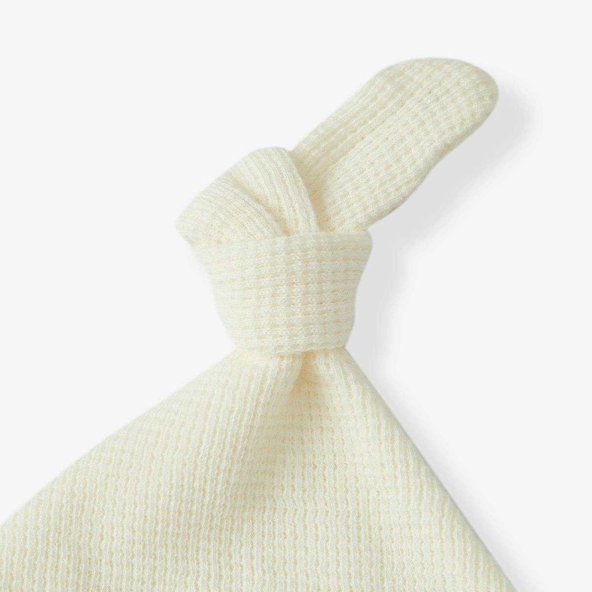 Cream Waffle Knotted Beanie Hat