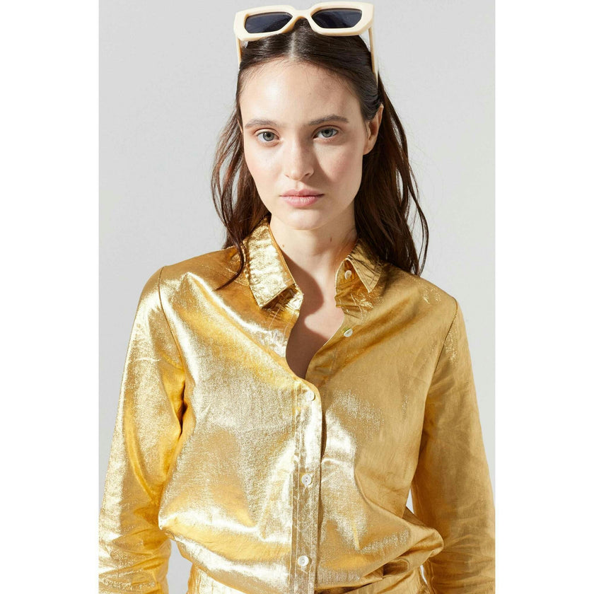San Marino Metallic Linen Shirt - Silver
