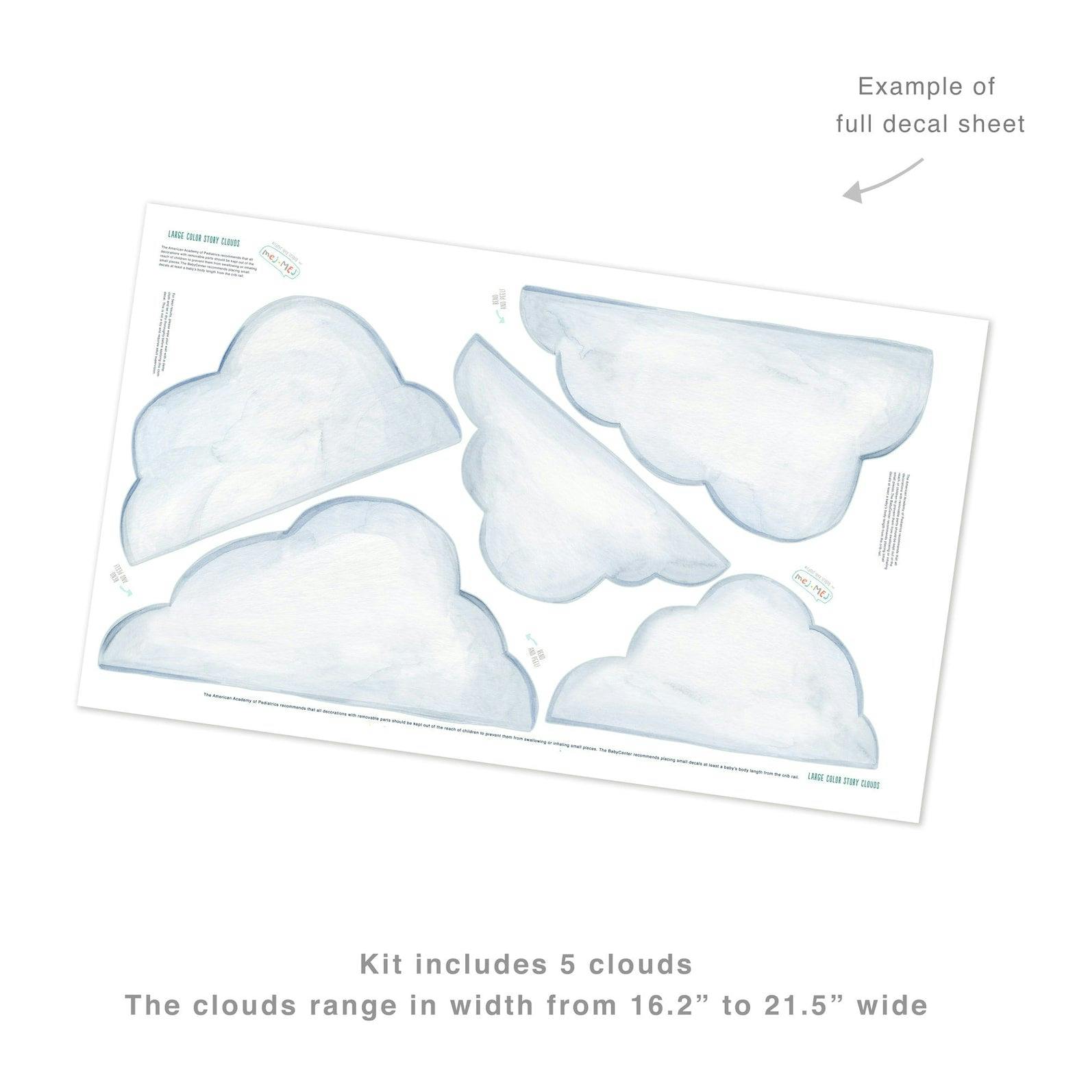 Watercolor Clouds Stylized • Large • Peel-and-Stick Wall Decals