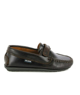 Strap In Pull Up Leather Moccasins, Dark Brown