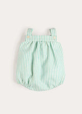 Wimbledon Stripe Button Detail Romper in Green (3mths-2yrs)