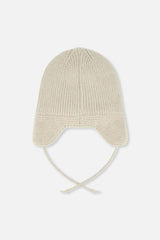 Baby Winter Knit Hat With Ear Flaps And Strings Beige