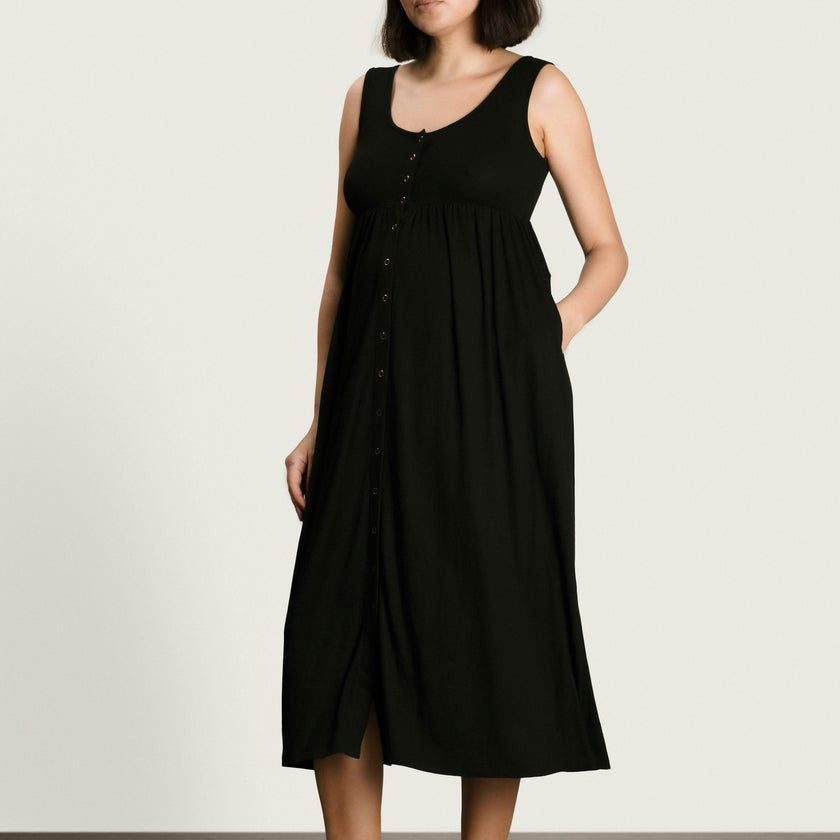 Women's Maternity Ribbed Modal Henley Dress